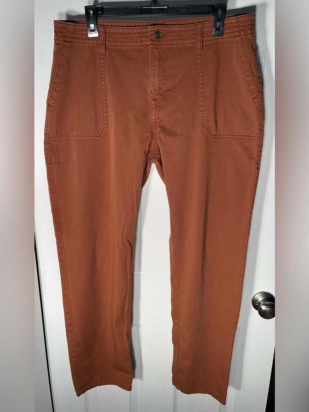 prAna Sancho Women's 12 Orange Brown Organic Cotton High Rise Straight Leg Pants